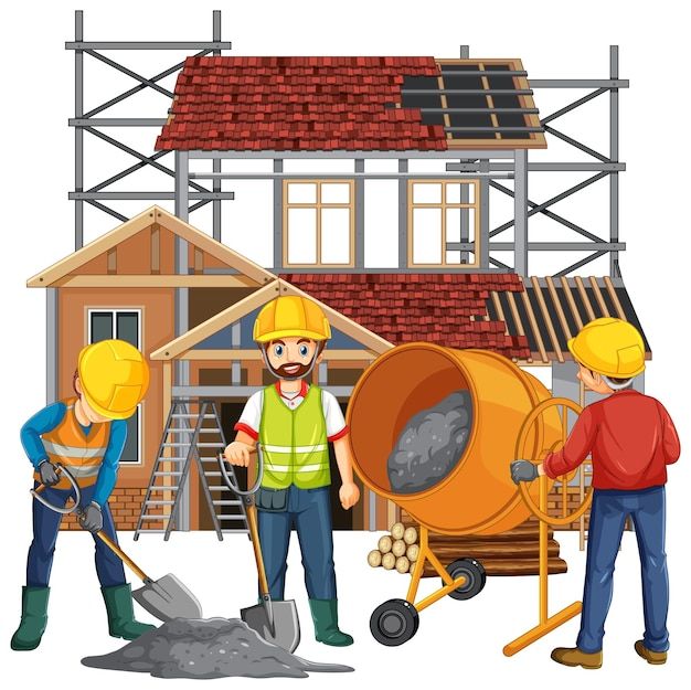 "Construction workers building a house in Jaipur"