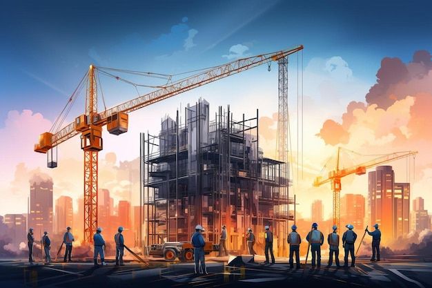 "Construction workers building a house in Jaipur"