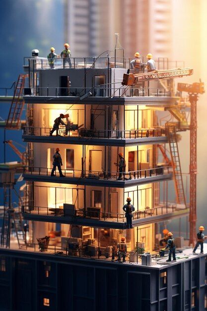 Construction workers building houses at a site in Jaipur – Best Construction Company in Jaipur