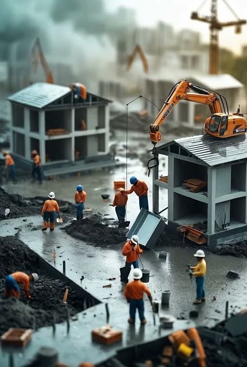 Construction workers building houses at a site in Jaipur – Best Construction Company in Jaipur
